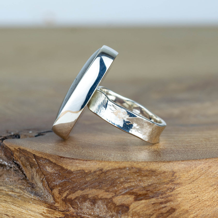 No. 149 - One Of A Kind Labradorite Rectangular Silver Ring - Size O 1/2