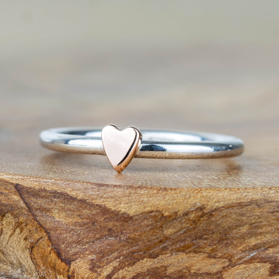 Lunar Silver And Rose Gold Heart Ring