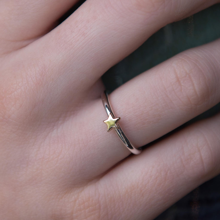 Solid Gold Star Stacking Ring