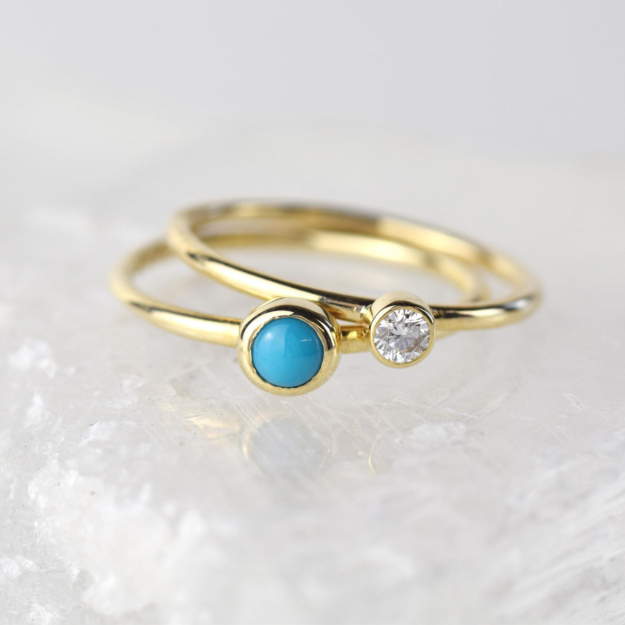 4mm Turquoise Gold Stacking Ring