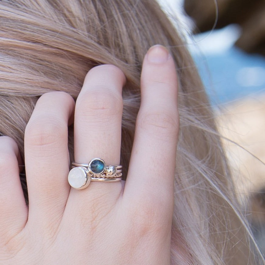 Mist: Moonstone and Labradorite Stacking Rings