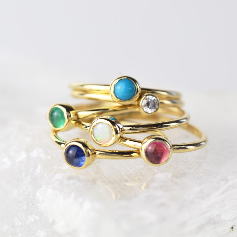 4mm Sapphire Gold Stacking Ring