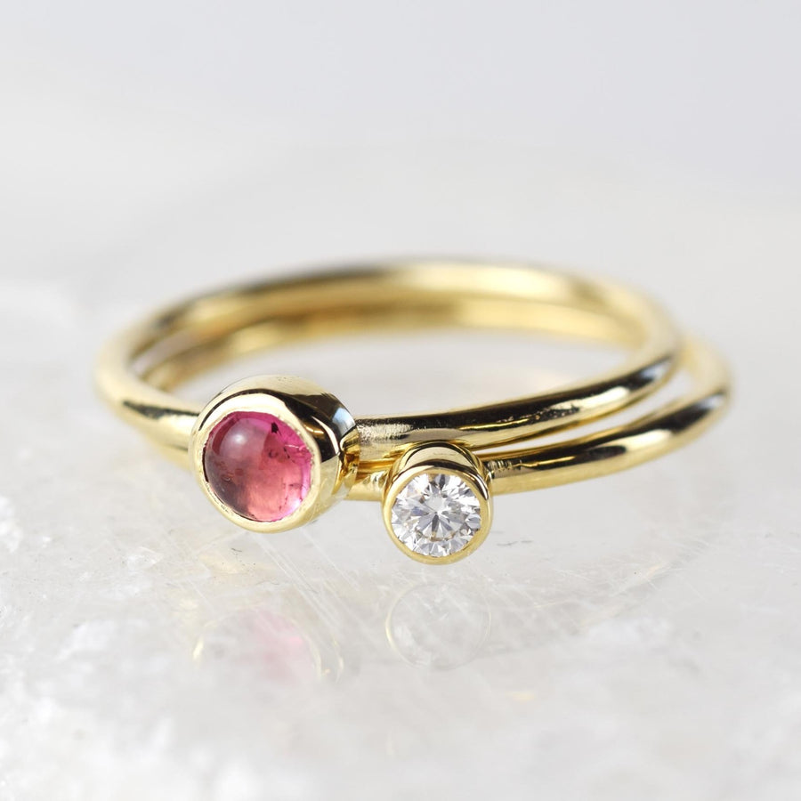 Pink Tourmaline Gold Stacking Ring