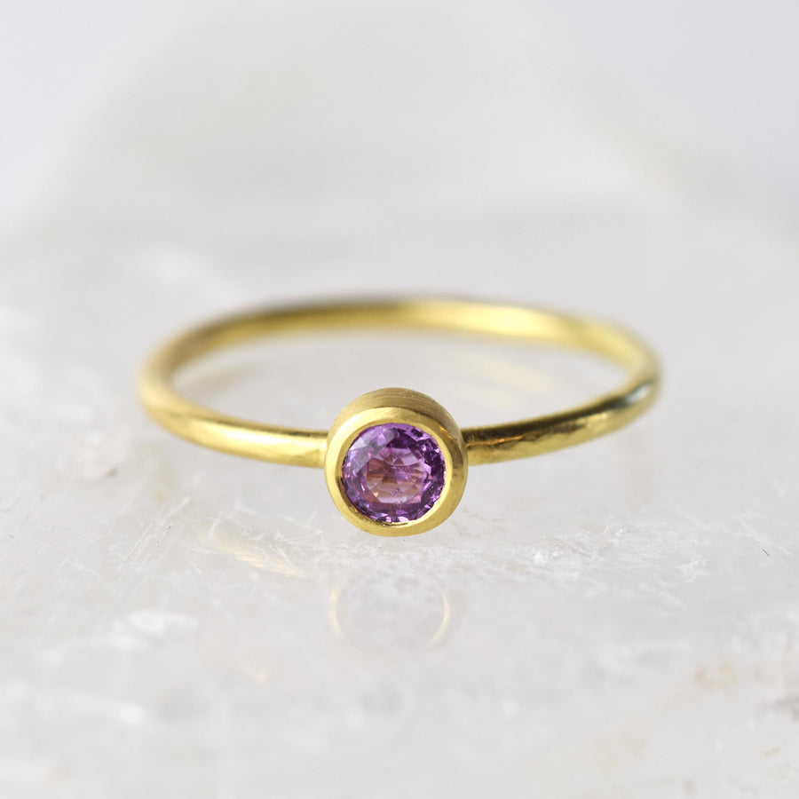Chamaeleon - Purple Sapphire and Blue Diamond 18ct Gold Stacking Ring Set
