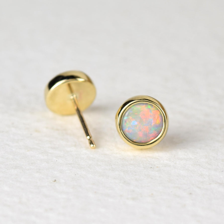 Large Opal Gold Studs