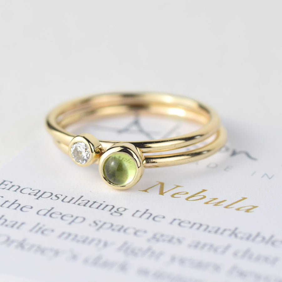 4mm Peridot Solid Gold Stacking Ring