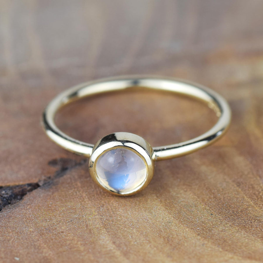 6mm Fine Moonstone Solid Gold Stacking Ring