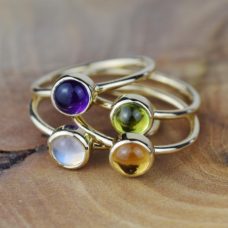 6mm Amethyst Solid Gold Stacking Ring