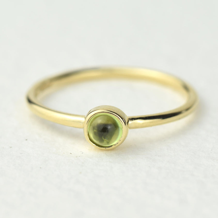 4mm Peridot Solid Gold Stacking Ring