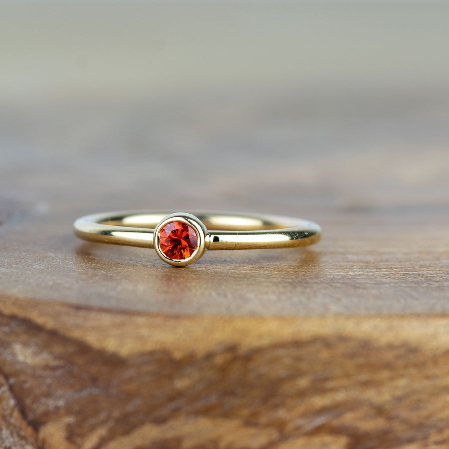 Andromeda - 3mm Orange Sapphire Gold Ring