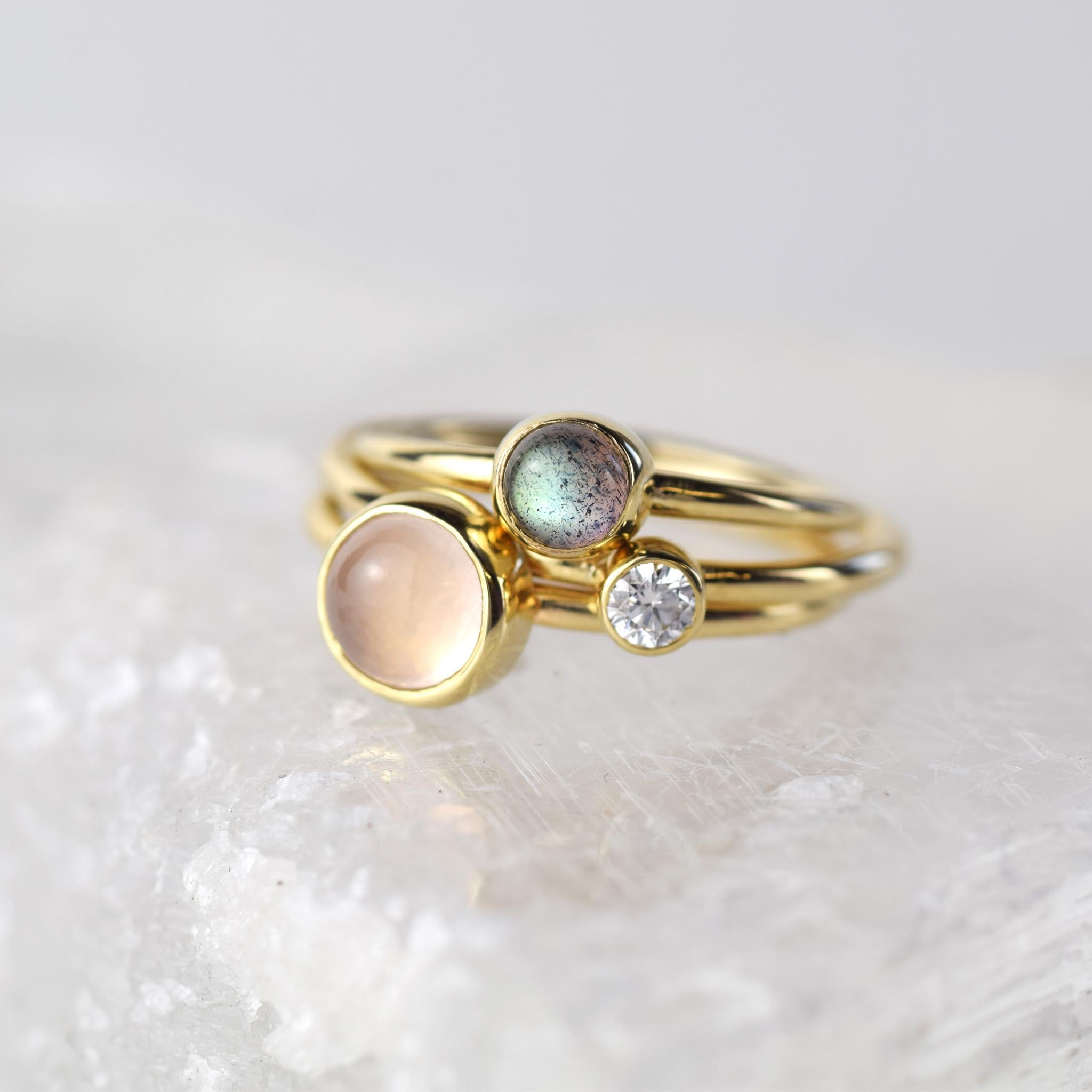6mm Rose Quartz Solid Gold Stacking Ring – Alison Moore Designs