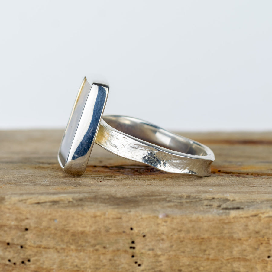 No. 129  - Silver Dendritic Agate Ring - Size U
