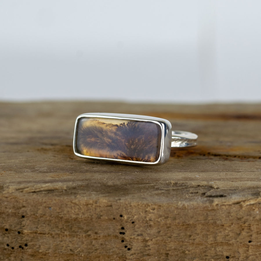 No. 143 - Silver Dendritic Agate Ring - Size K 1/2