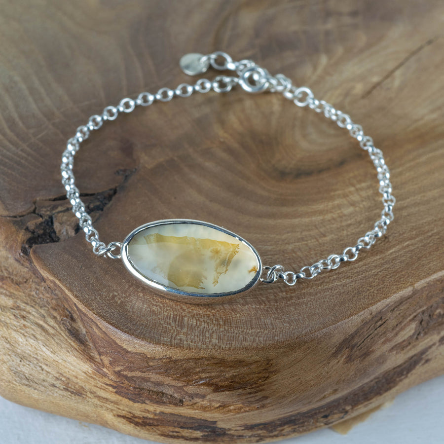 No.149 - Seaweed Silver Dendritic Agate Bracelet