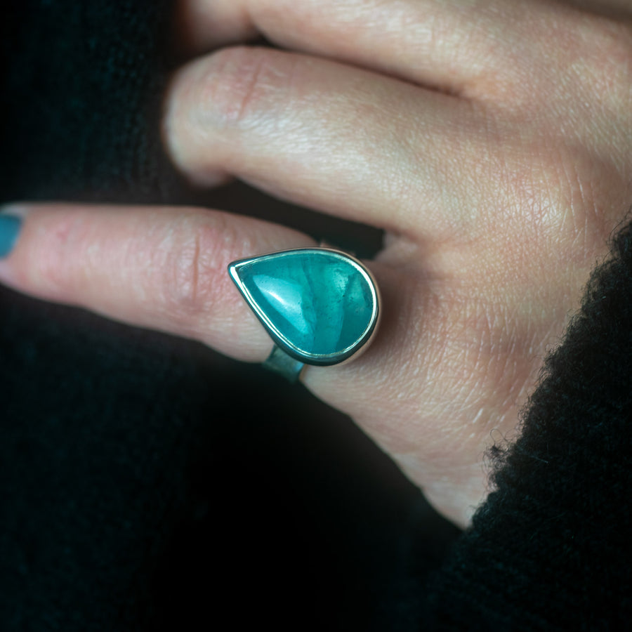 No. 154 - One Of A Kind Aquamarine Storybook Ring - Size K