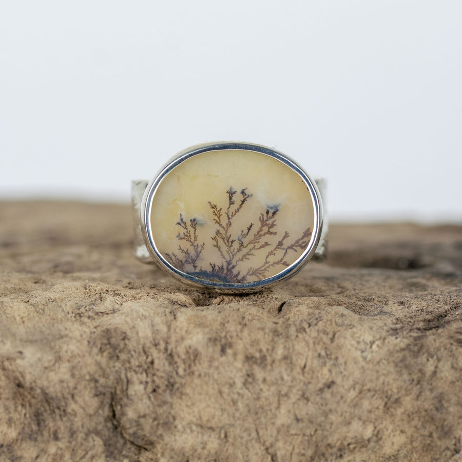 No. 249 - Silver Dendritic Agate Ring - Size K