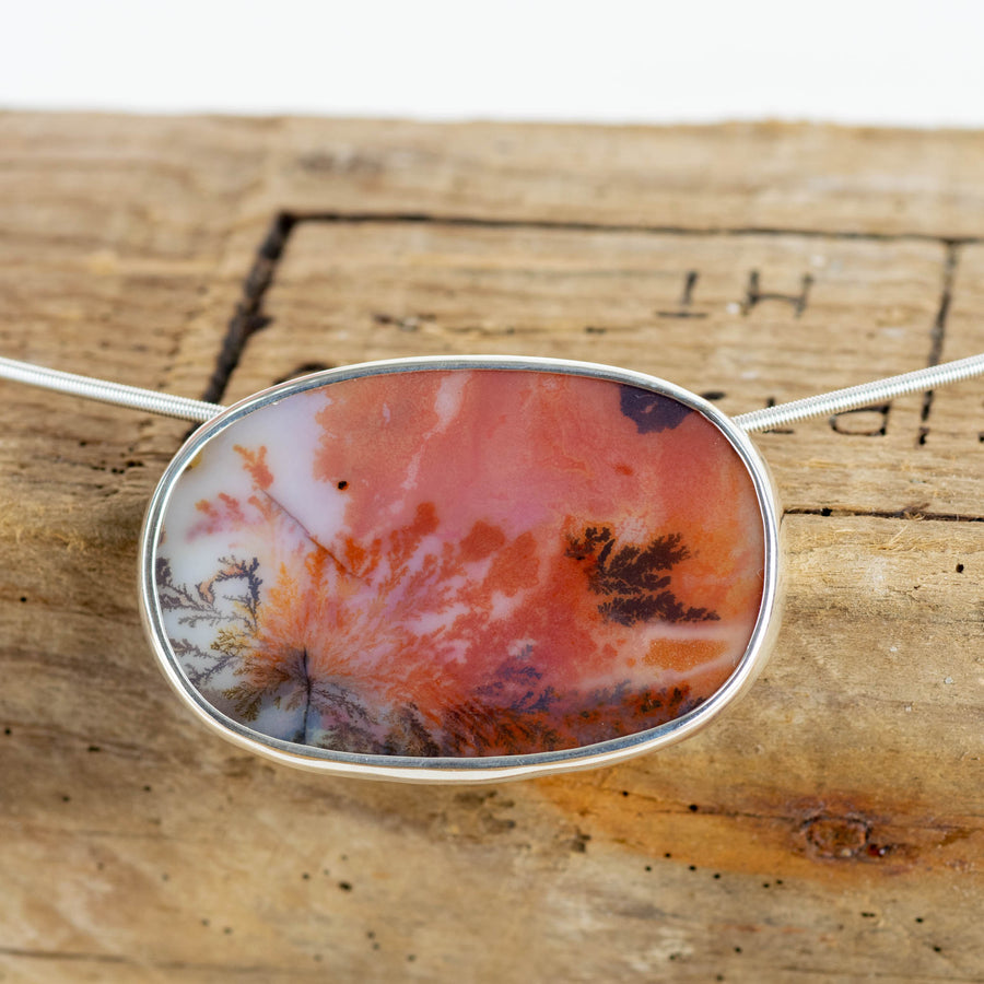 No. 274 - Silver Dendritic Agate Oval Necklet