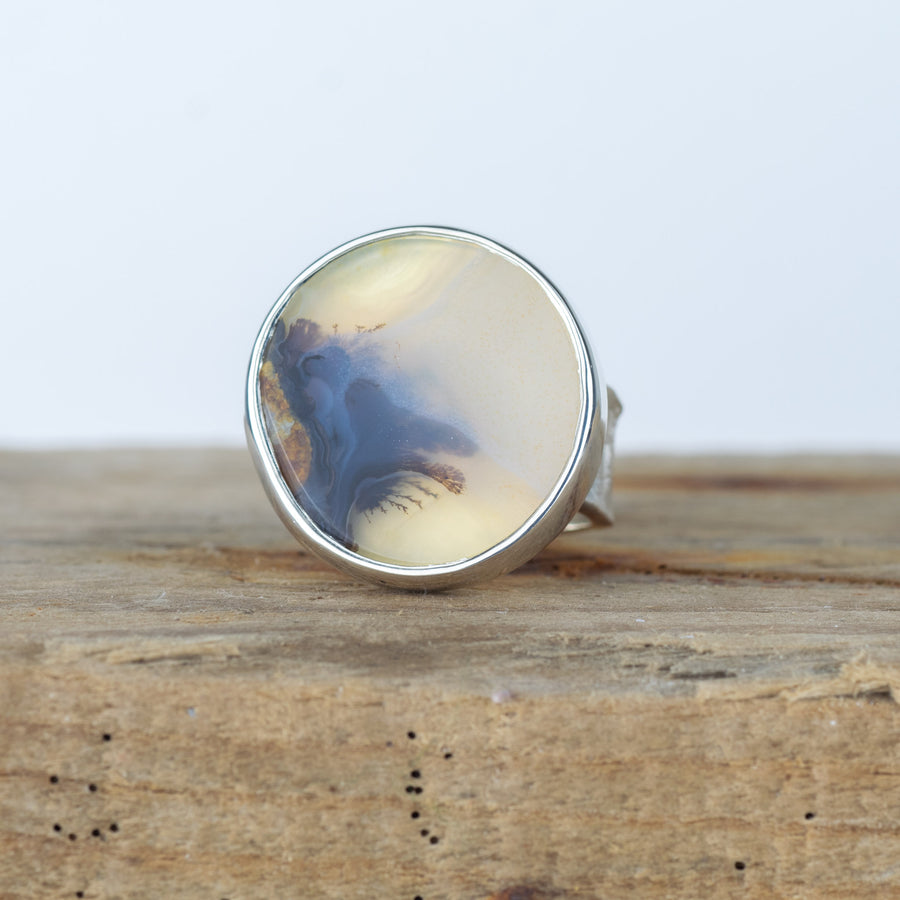 No. 278 - Silver Dendritic Agate Ring - Size K 1/2
