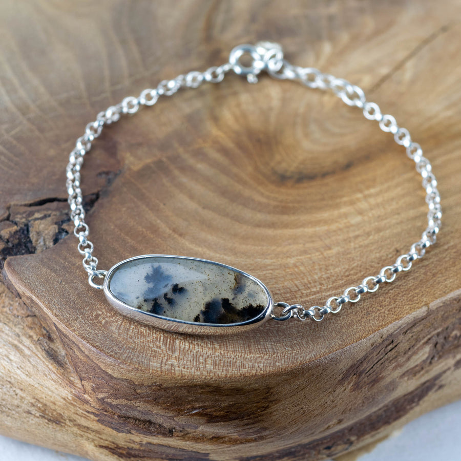 No.51 - Seaweed Silver Dendritic Agate Bracelet