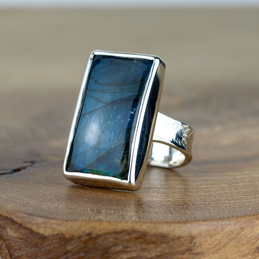 No. 134 - One Of A Kind Labradorite Silver Ring - Size P