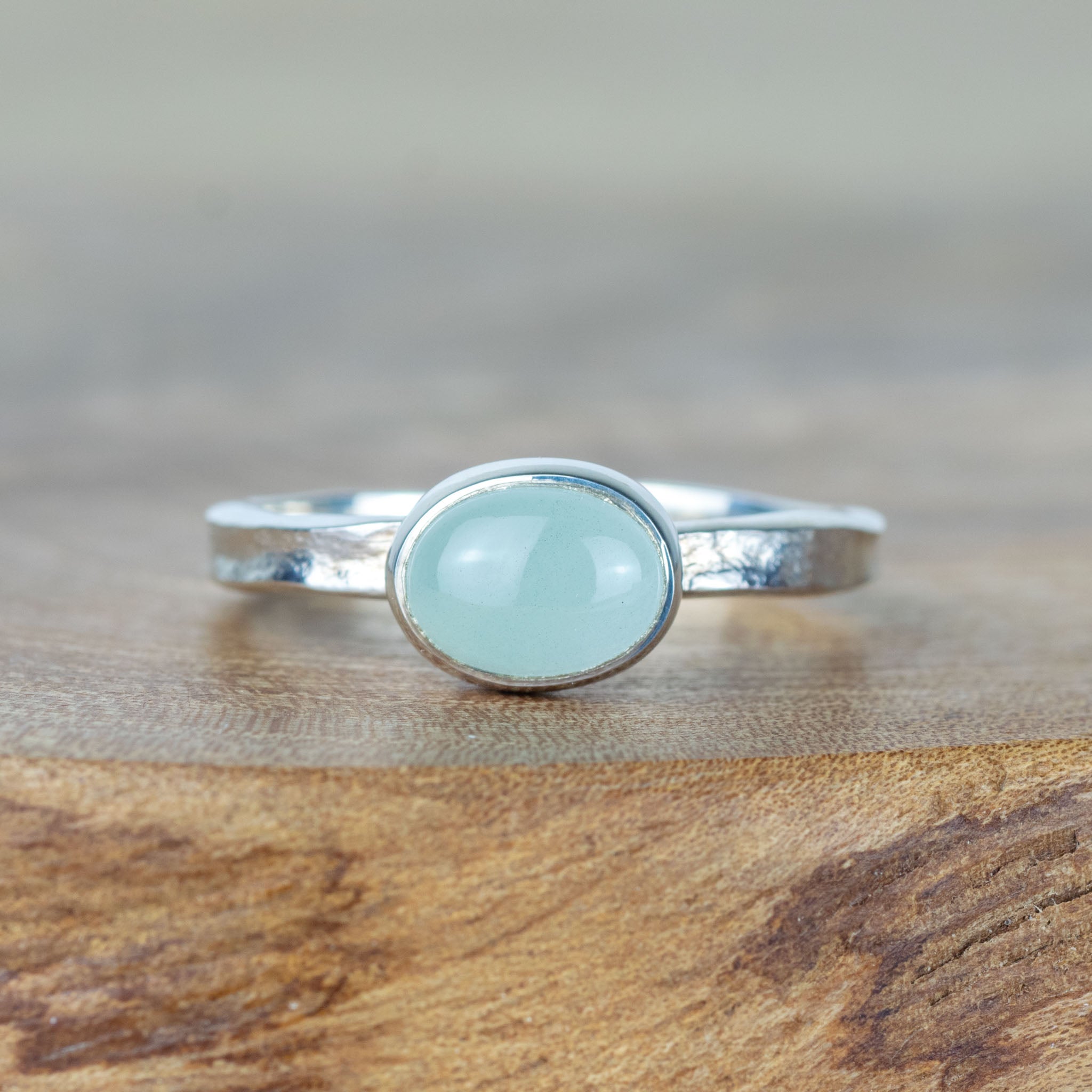 2 CT Aquamarine Look Sterling Silver Ring - 925 Silver Adjustable Sizes 5-10