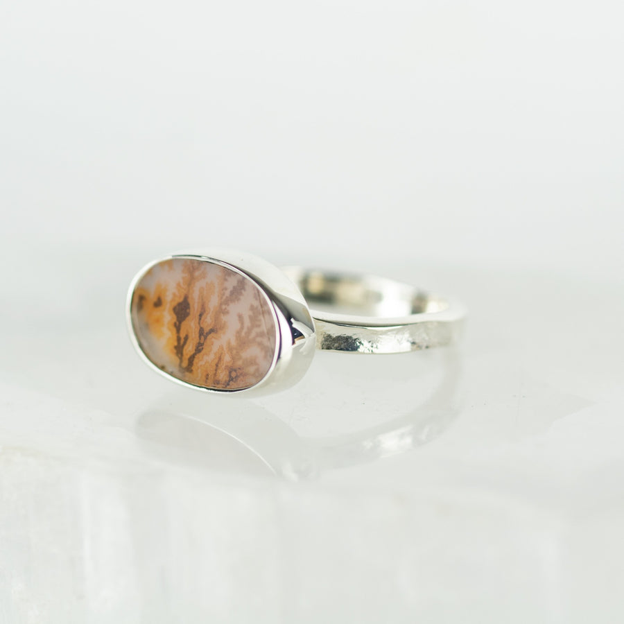 No. 107 - Silver Dendritic Agate Ring - Size J
