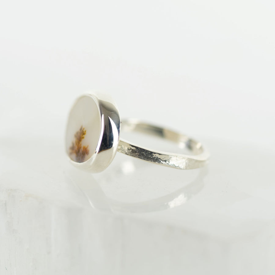 No. 124 - Silver Dendritic Agate Ring - Size R