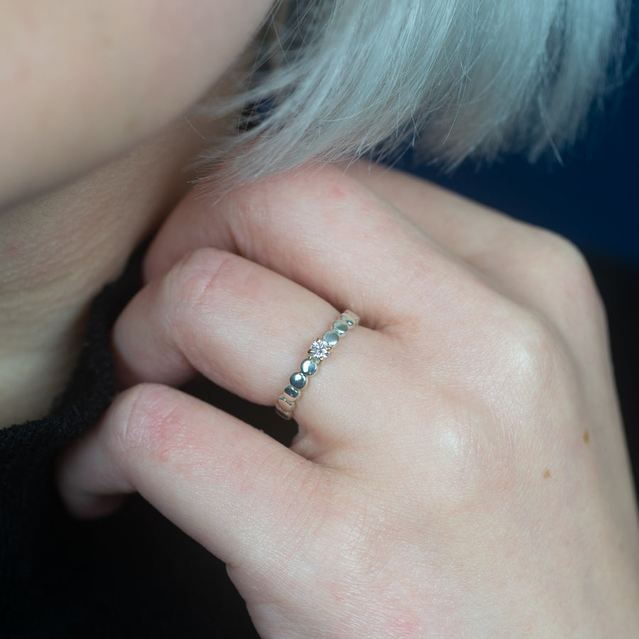 White Gold Diamond Pebble Engagement  Ring