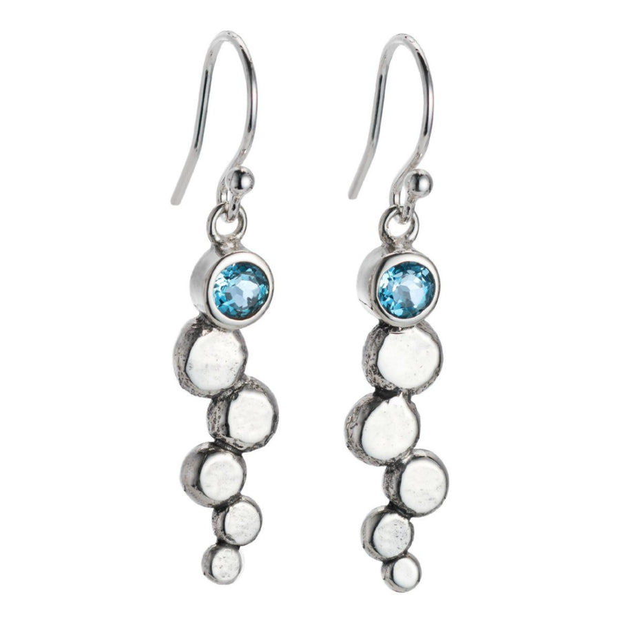Blue Topaz Gemstone Pebble Drop Earrings