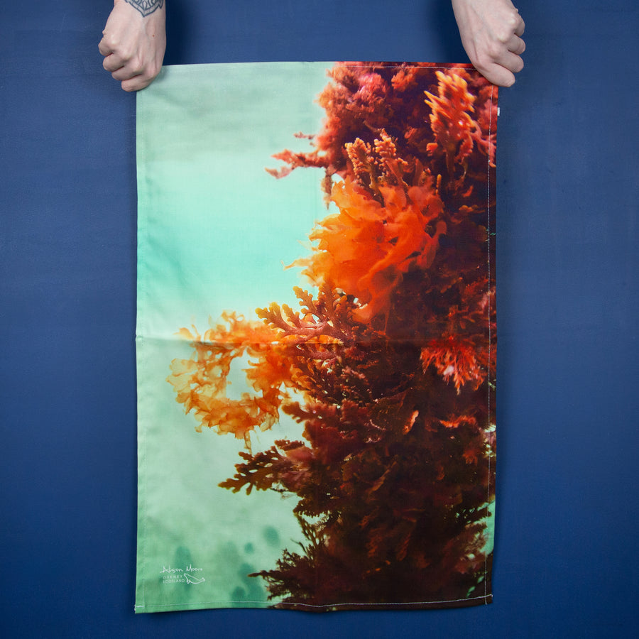 Red Seaweed II Tea Towel