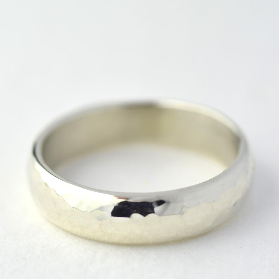 Simple Hammered Gold Wedding Ring