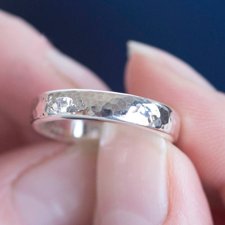 Hammered Heavy Unisex Silver Ring
