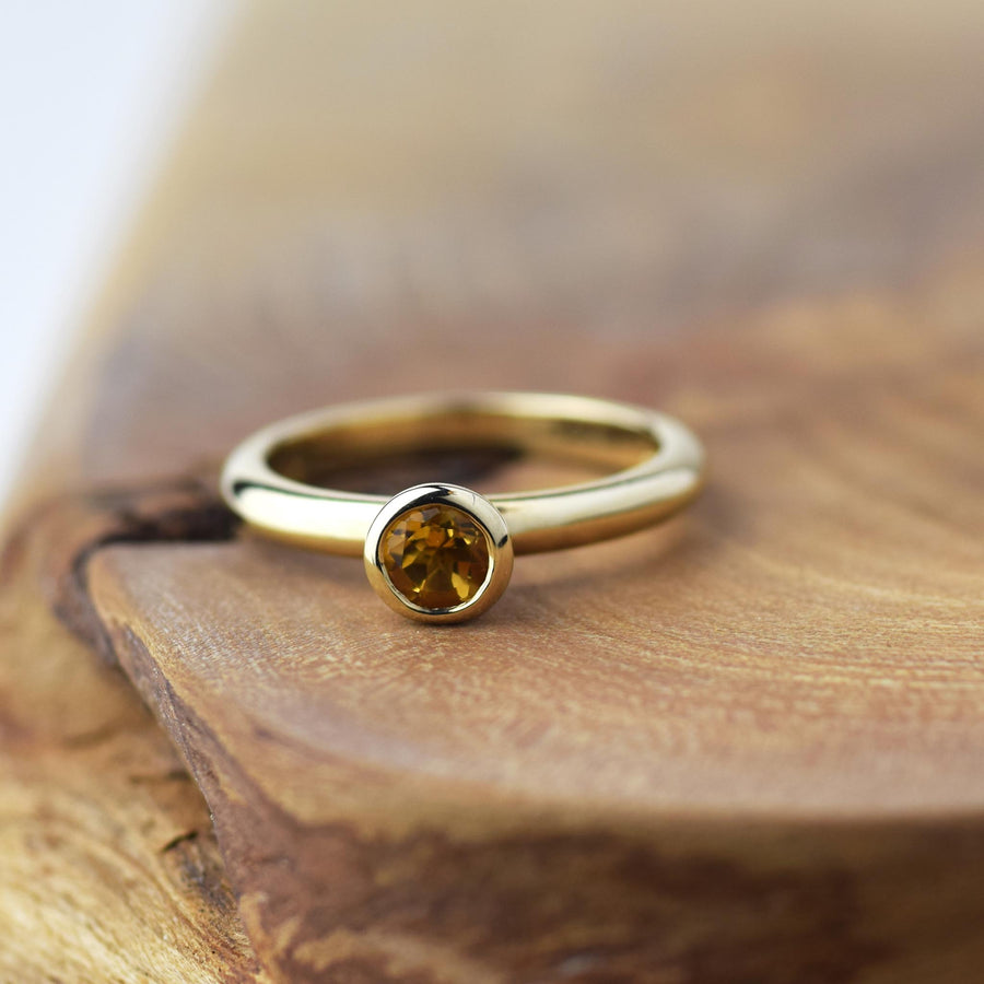 Citrine Gold Solitaire Ring