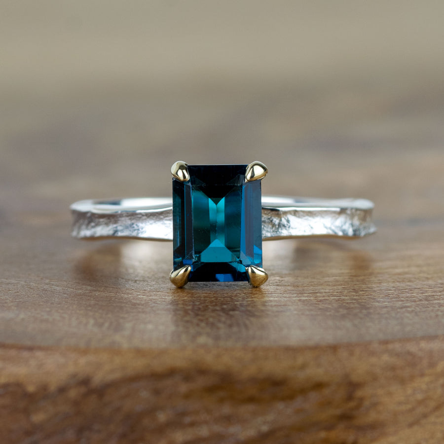 Guinevere - London Blue Topaz Silver and Gold Statement Ring