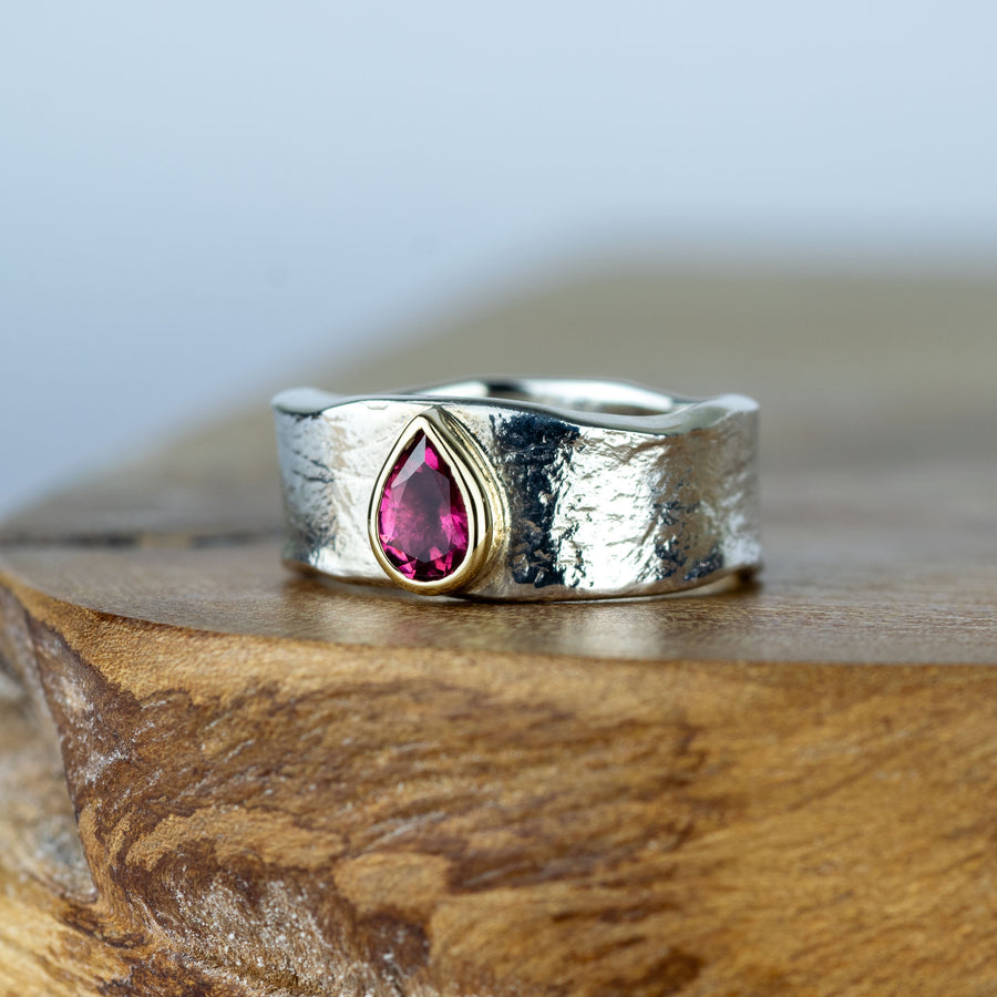 Jorinda - Pink Tourmaline Teardrop Storybook Ring