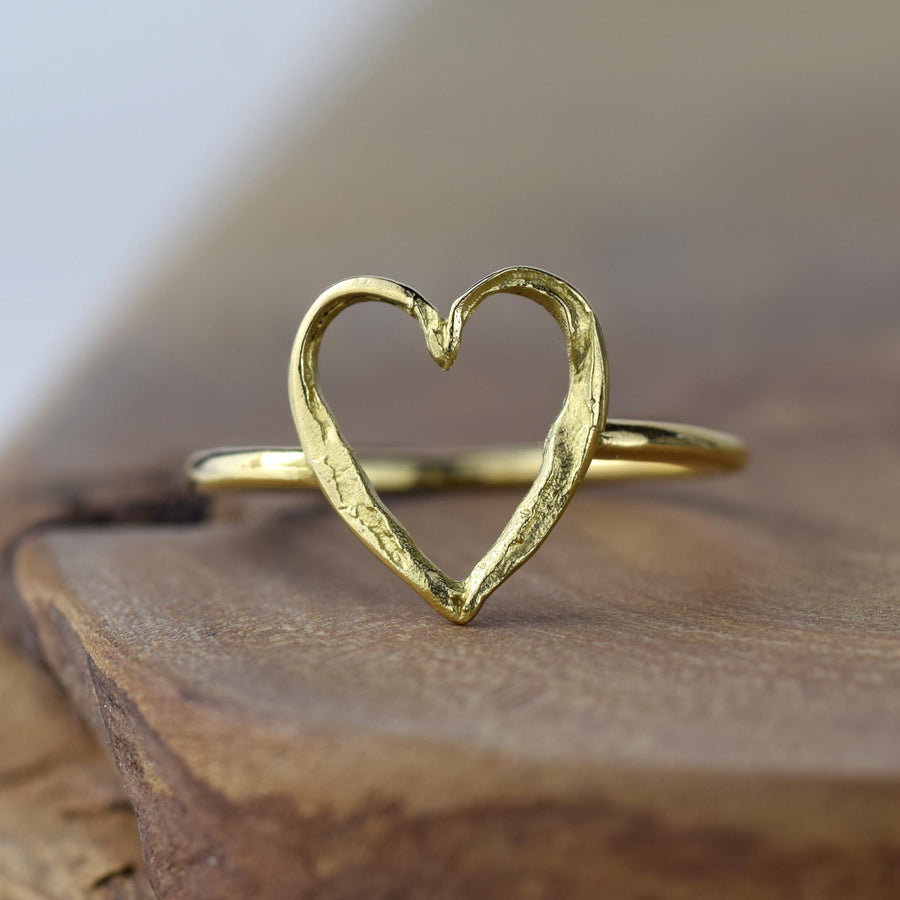 Small Gold Open Heart Ring
