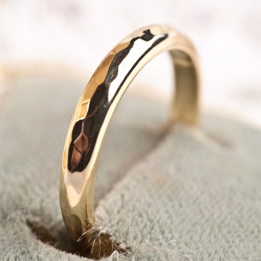 Simple Hammered 3mm Gold Wedding Ring