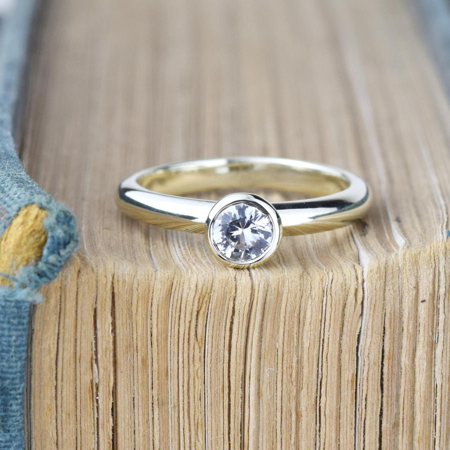 White Sapphire White Gold Solitaire Ring