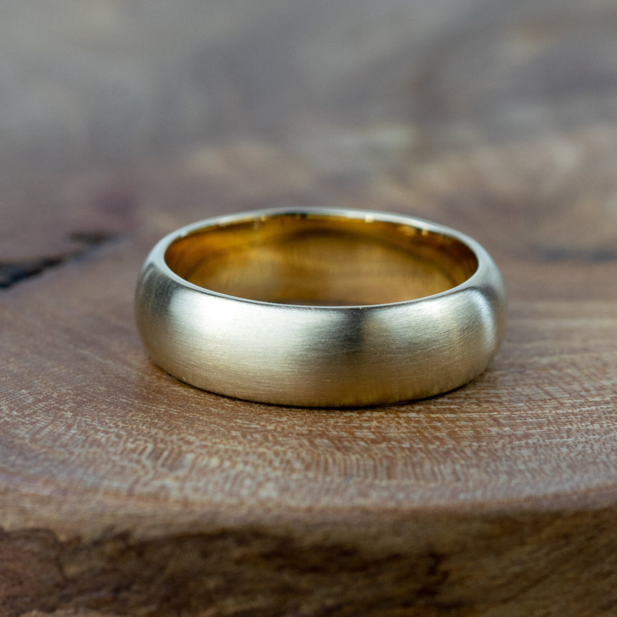 Simple Brushed Matt Gold Wedding Ring