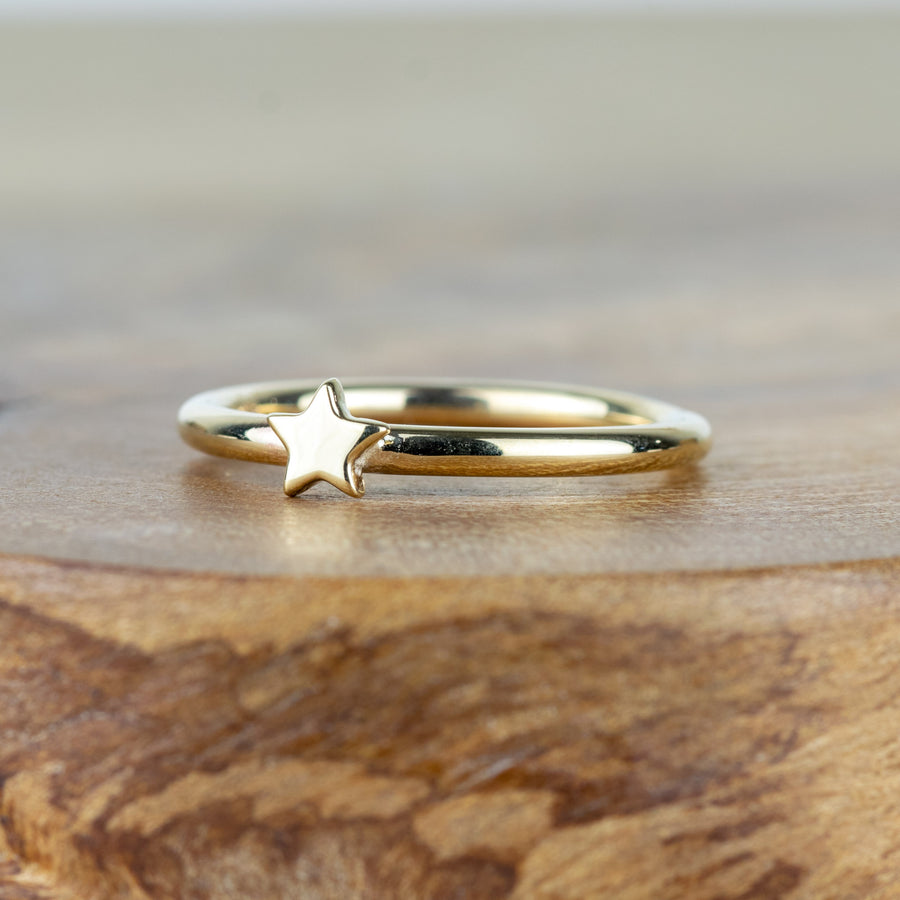 Solid Gold Star Stacking Ring
